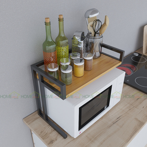 Estante para Horno de Microondas KVS68003, 55x30x44cm, Madera de Caucho con Estructura de Hierro, Almacenamiento para Cocina - Product Image 2