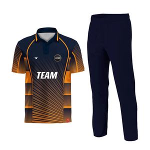 Uniforme de Cricket Personalizado, Sublimación Deportiva, Impresión por Descarga, Hilo Teñido de Secado Rápido, 100% Poliéster, Jersey de Cricket Unisex para Adultos, 160g - Product Image 1