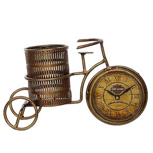 Reloj de Motocicleta Triciclo de Latón Vintage, Portaplumas, Decoración de Escritorio Chapada en Oro Antiguo, Decoración para el Hogar - Product Image 2