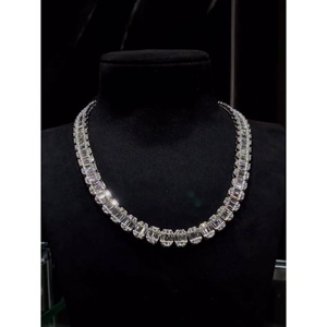 SHREYA DIAM Luxury Women's 10mm Emerald Cut Moissanite Statement Necklace 925 Silver/Plated Channel Setting Geometric Wedding - Product Image 6