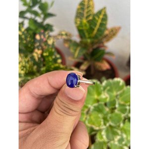 Bague en argent 925 avec lapis-lazuli naturel, plaqué or rose/rhodium/18 carats, en titane, incrustation, cadeau privé sous licence - Product Image 2