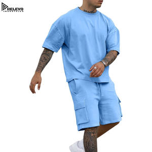 Conjunto de Camiseta y Pantalones Cortos Deportivos Casuales para Hombre, de Verano, de Color Sólido, de Manga Corta, Traje Deportivo de 2 Piezas, Hecho en Pakistán, Diseño Transpirable - Product Image 4