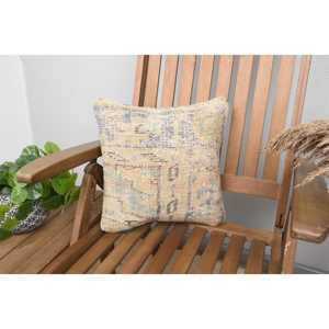 Luxury 14x14 Wool Pillow Vintage <b>Fluffy</b> Beige Kantha Patchwork Woven <b>Cushion</b> for Bedding Sofa Decor Portable 18x18 Inch Floor - Product Image 1