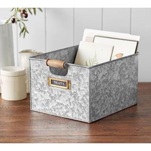 Elegant Vintage-Style Galvanized Metal Tissue Holder for Rustic Home Office Decor and Napkin Usage - Product Image 1