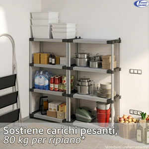 Scaffale a 3 Ripiani in Resina PVC e PP, Capacità di Carico 80kg, 80x40x85cm - Product Image 3