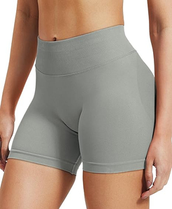 Shorts de cycliste respirants pour femmes avec poches, taille mi-haute, contrôle du ventre, 100% coton, entraînement, yoga, athlétique, gym, service OEM - Product Image 2