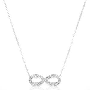 จี้มอสซาไนต์ทรงกลม 0.5 กะรัต พร้อมสัญลักษณ์อินฟินิตี้ สีเงิน - Product Image 1