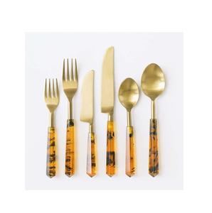 Ensemble de couverts en or pour le dîner à l'hôtel ensemble de couverts au design moderne pour la maison ustensiles de cuisine thé de table logo personnalisé vente en gros - Product Image 4