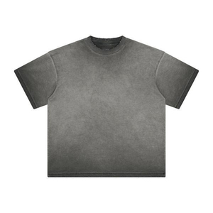 Camiseta Larga Unisex con Efecto Ácido, 100% Algodón, Estilo Urbano, Diseño Vintage Lavado, Patrón Liso, Ringer para Hombre, Ropa Casual - Product Image 4