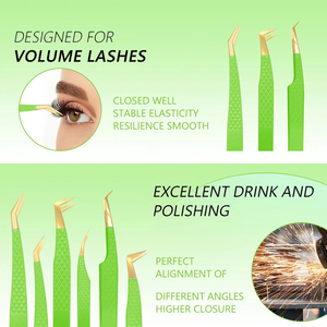 Pinzas de extensión de pestañas de acero inoxidable de alta calidad, pinzas de pestañas de volumen de prueba de mano de fibra de agarre perfecto antideslizante, múltiples - Product Image 3