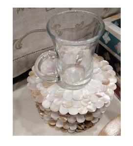 Mother of Pearl Inlay Tea Coaster with Wood Base-Customizable Size Wedding Gift for Kitchen Tabletop Decoration - Product Image 6