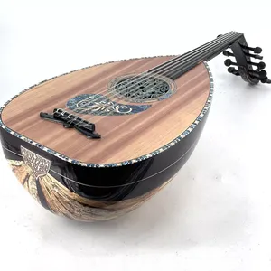 Professional 11 String Oud-Handmade Spalted Ironwood & Cedar Top Arabic Lute Gawharet El Fan Polished Natural High Gloss Finish - Product Image 2