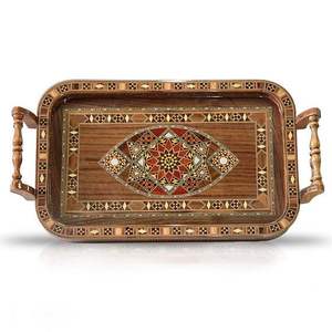 Plateau de service en bois de Noël au design moderne de haute qualité avec incrustation de nacre pour les fêtes arabes et l'utilisation décorative - Product Image 5