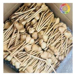 Petites cuillères en bois, 100% cuillère en bois de teck naturel, cuillère en bois d'acacia, ensemble fourchette et couteau en bouleau et cuillère à soupe en bois classique - Product Image 1