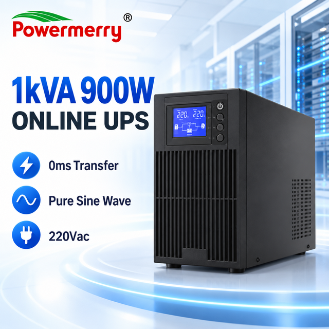 1kVA 900W Single Phase Online UPS 220Vac Pure Sine Wave 0ms Transfer with Voltage Regulation for Computer Server Network Backup