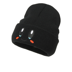 Bonnet tricoté d'hiver mignon pour femmes chapeau épais chaud bonnet en laine grands yeux motif de broderie Style hip-hop pour une utilisation décontractée d'affaires - Product Image 4