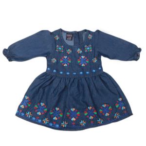 Robe en jean brodée pour filles - Bleu foncé - Product Image 3