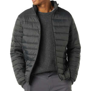 Veste bomber matelassée en toile épaisse pour homme avec col montant et logo frontal, coupe-vent, décontractée, pour l'extérieur - Vente en gros - Product Image 1