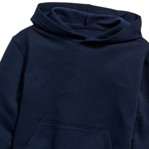 Sweat à capuche unisexe en molleton de coton bleu marine, style décontracté urbain, uni, pour l'hiver, vente en gros fabricant - Product Image 2