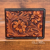 Dompet kulit asli Tooled ramping bisnis untuk pria tempat kartu trendi Fashion hadiah perjalanan dompet koin-gaya personalisasi