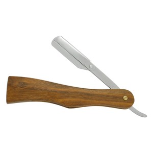 Maquinilla de afeitar de peluquero recta profesional de acero inoxidable con mango de madera Cuchilla de afeitar de cara deslizante reemplazable - Product Image 2
