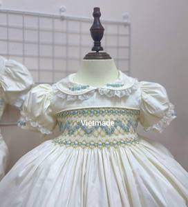 2024 nueva moda Otoño amarillo bordado Vestido de manga con volantes 100% algodón ropa de bebé niñas vestido estampado ropa ODM - Product Image 4