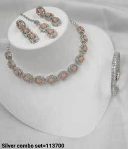 Indian Traditional Kundan Silver Plated Jewellery Set and Copper Necklace Set for Women & Girl Indian <b>Accessories</b> Jewlery Women - Product Image 4