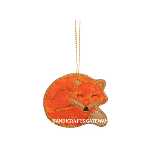 Adornos Navideños Colgantes de Diseño Artesanal con Bordado Zari, Color Naranja, Diseño de Árbol de Navidad, Última Llegada, Fabricante Mayorista - Product Image 1