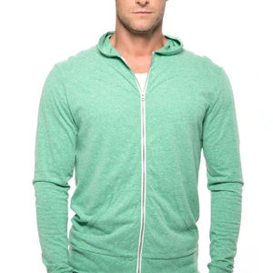Sudadera con Capucha y Cremallera Ming Green Tri-blend para Hombre, Camiseta Deportiva con Capucha, Manga Larga, para Entrenamiento, Deporte, Casual, para Correr - Product Image 1