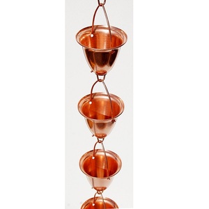 Cadena de lluvia 6,5 pies tazas de acabado de cobre natural tulipán metal cobre pated Cadena de lluvia decoración de jardín de la India - Product Image 3