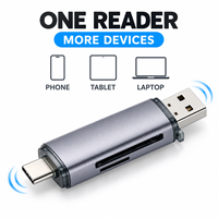 Lecteur de carte SD TF USB C Type A en alliage d'aluminium, adaptateur de mémoire Plug and Play pour ordinateur portable, tablette, téléphone, transfert d'images