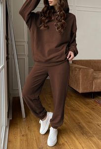 Nueva mejor llegada elegante mujer Streetwear con capucha sólido chándal conjunto hecho 100% algodón polar ligero cómodo deportes - Product Image 3