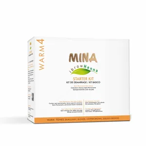 MINA ibrow Henna Warm Tone Semi Permanent Tint Powder with brow nourishing oil & Conditioning Cleanser Professional Complete Kit