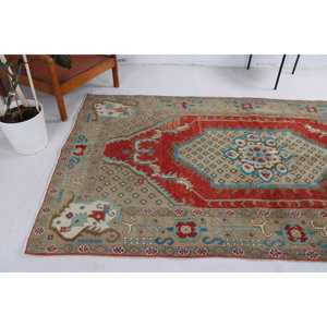 0.4x8.4 ft Rug, Turkish Vintage <b>Runner</b> Rug, <b>Red</b> Wool Rug - Product Image 4