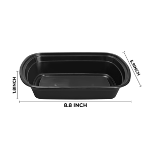 Contenitori rettangolari per alimenti da 28 once in plastica PP nera, adatti al microonde, con coperchi. - Product Image 2