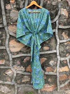 Maxi caftán de algodón orgánico para mujer, caftán corto elegante hecho a mano, estampado de bloque, embarazo, hasta el suelo, colección de verano Natural - Product Image 6