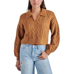 เสื้อสเวตเตอร์ถักไหมพรมสำหรับผู้หญิง Steve Madden ไซส์ XS ฟรีไซส์ ระบายอากาศได้ดี สวมใส่สบาย พร้อมลายพิมพ์แจ็คการ์ด เหมาะสำหรับฤดูใบไม้ร่วงและฤดูหนาว - Product Image 4