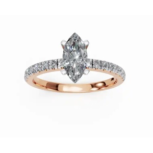 Anillo de Diamante Solitario Marquise Cultivado en Laboratorio de Primera Calidad, 0.560 Ct, Oro de 9, 14 y 18 Quilates, Proveedor Mayorista OEM - Product Image 1