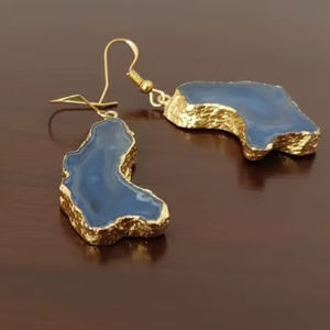 Boucles d'oreilles bohèmes unisexes en druzy plaqué or, bijoux fantaisie, boucles d'oreilles pendantes, provenant d'un fournisseur de confiance, 20% de réduction et cadeau - Product Image 2