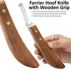 Cuchillo de corte de pezuña de hoja estrecha, cuchillo de pezuña con mango de madera, herramientas de herrador, instrumentos veterinarios, equipo de aseo de caballos - Product Image 5