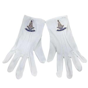 Gants maçonniques blancs en coton brodés, simples, pour cérémonies religieuses, à bas prix - Product Image 2