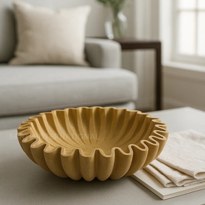 Cuenco con volantes de piedra de mármol Natural de lujo, exhibición elegante de dulces de frutas y flores, decoración del hogar superventas, superventas al por mayor - Product Image 1