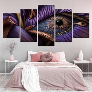 Impression sur toile élégante avec motif d'œil abstrait violet - Art mural moderne, lot de 5 : Gallery Wrap - Product Image 1