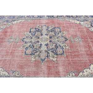 Tapis vintage 6,9 x 10,6 pieds, tapis turc surdimensionné, tapis patchwork rouge et bleu - Product Image 5