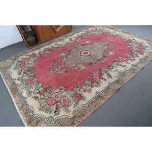 พรมวินเทจตุรกี ขนาด 7x10.2 ฟุต (214x312 ซม.) พรมลายทางสีแดง - Product Image 2