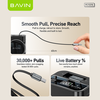 BAVIN Vente en gros PC1121S 10000mah 30W 60CM Câble de rétraction automatique Banque d'alimentation rétractable avec affichage LED