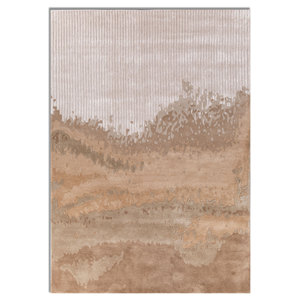 Tapis en laine et viscose tufté à la main, blanc ivoire, 10 mm, motif abstrait rayé rectangulaire pour salon, couloir - Tra-15204 - Product Image 1