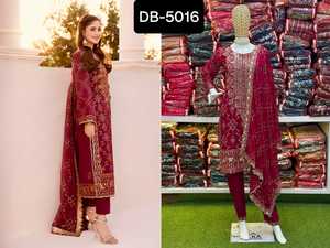 ชุดสูทสไตล์อินเดียและปากีสถานสำหรับผู้หญิงสไตล์ salwar kameez พร้อมด้วยผ้าจอร์เจียเทียมแท้ Dupatta งานออกแบบลำดับ - Product Image 4