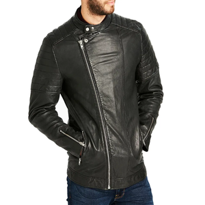 Fournisseur en gros de vestes en cuir véritable personnalisées OEM ODM services classiques pour hommes style motard et bombardier chauds pour l'hiver à la mode - Product Image 2