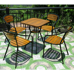 Silla de Jardín 02 GCF113 con Estructura de Hierro y Madera de Acacia Impermeable, Estilo Silla Luna de Madera Sólida 02 - Product Image 6